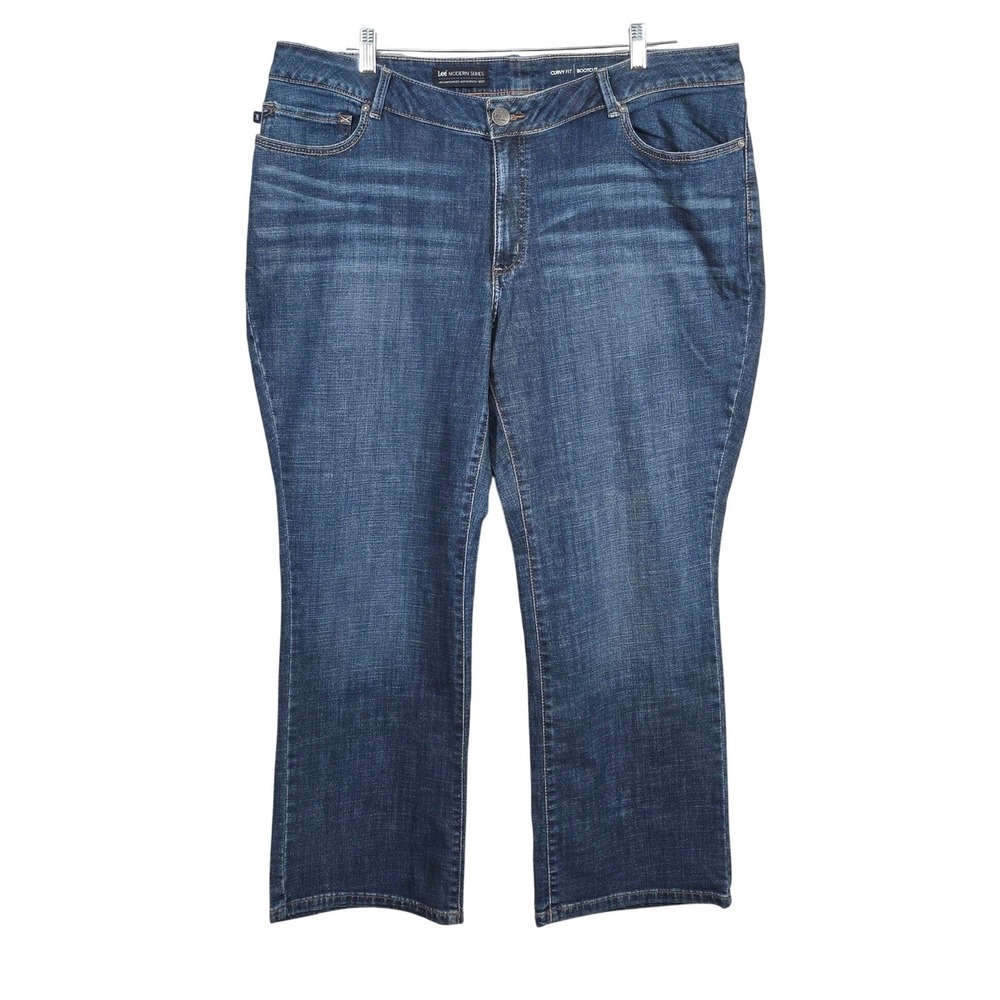 Lee Modern Series Bootcut Jeans Womens 22W Petite Blue Curvy Fit Stretch Denim